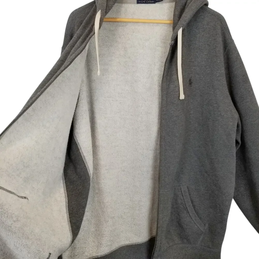Polo Ralph Lauren Men's Gray Fleece Lined Full Zip Hoodie Size XXL